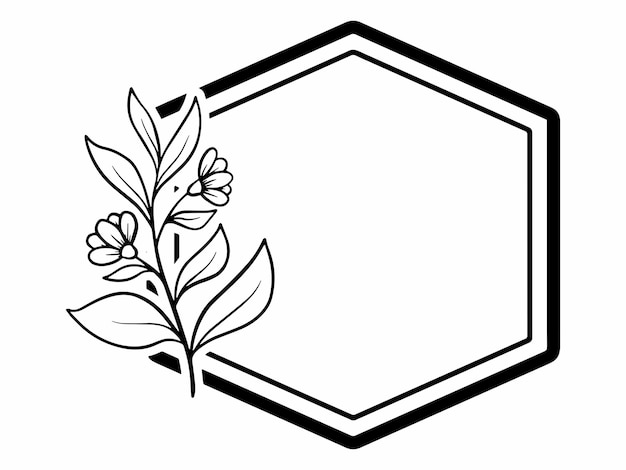 Handgetekende bloemenframe lijnkunst