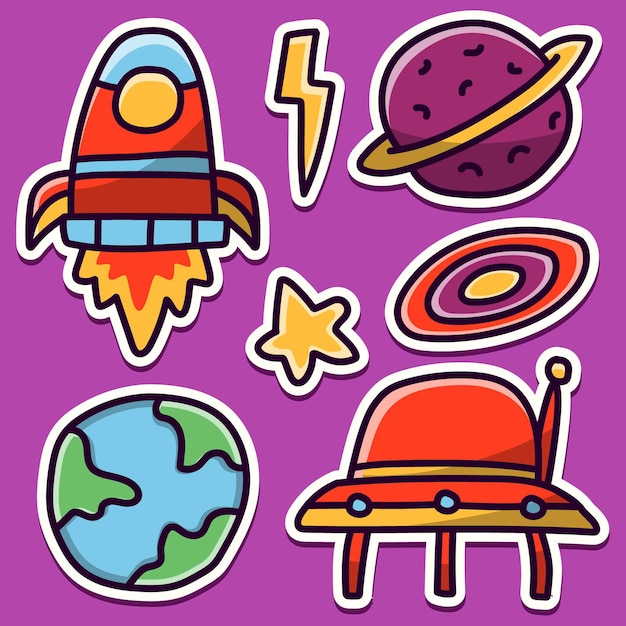 handgetekende cartoon astronaut kawaii doodle sticker ontwerp