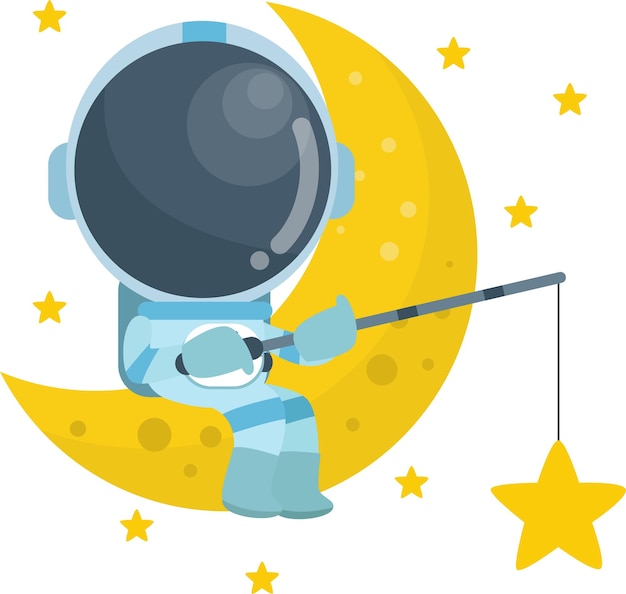 Vector handgetekende cartoon schattige astronaut premium vector achtergrond favoriet voor kinderen en baby's