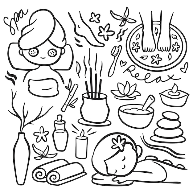 Handgetekende Cartoon Spa Doodle Element