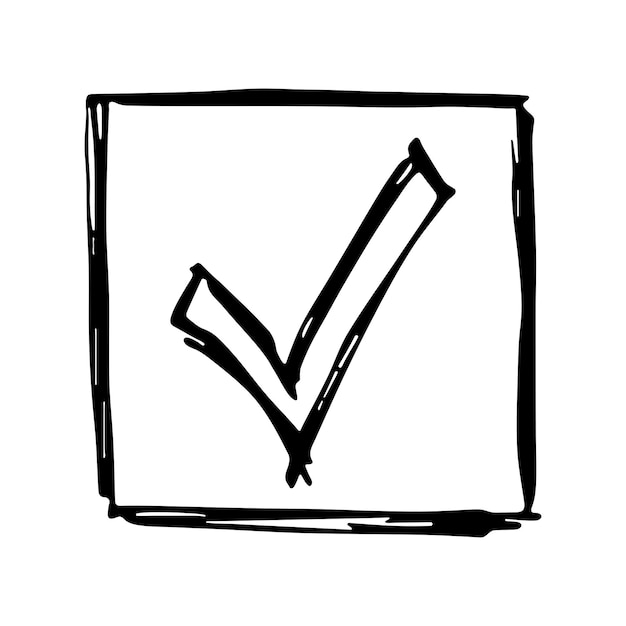 Vector handgetekende checkmark illustratie marker rechts teken clipart inkt scribble checkbox eenvoudig element