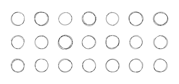 Vector handgetekende cirkel cirkels voor ontwerpelementen berichten notities labels borstels inkt cirkels