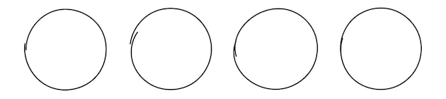 Vector handgetekende cirkel die vectorset benadrukt die op wit wordt geïsoleerd