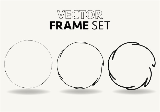 Handgetekende cirkels schets frame vector set Rondes krabbel lijn cirkels Vector illustraties