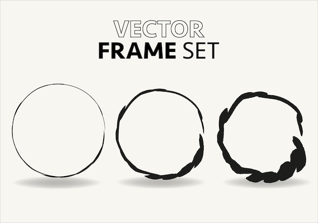 Handgetekende cirkels schets frame vector set Rondes krabbel lijn cirkels Vector illustraties