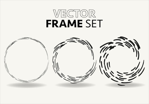 Handgetekende cirkels schets frame vector set Rondes krabbel lijn cirkels Vector illustraties