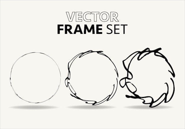 Handgetekende cirkels schets frame vector set Rondes krabbel lijn cirkels Vector illustraties