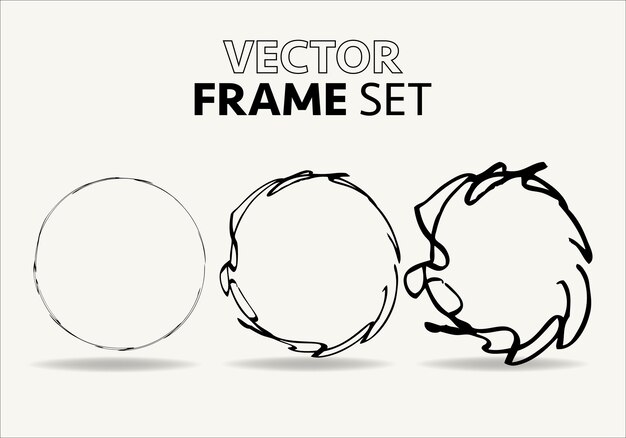 Handgetekende cirkels schets frame vector set Rondes krabbel lijn cirkels Vector illustraties