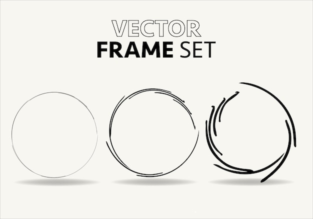 Handgetekende cirkels schets frame vector set Rondes krabbel lijn cirkels Vector illustraties