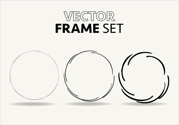 Handgetekende cirkels schets frame vector set Rondes krabbel lijn cirkels Vector illustraties