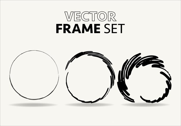 Handgetekende cirkels schets frame vector set Rondes krabbel lijn cirkels Vector illustraties