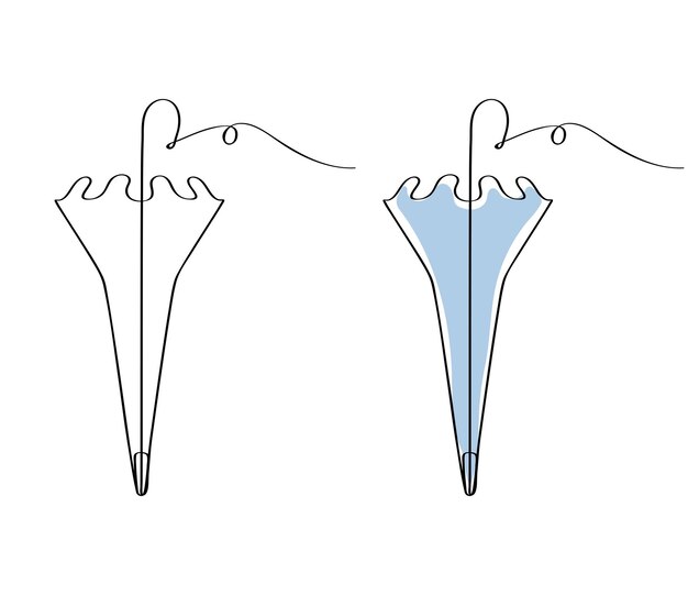 Handgetekende close-paraplu zet lijntekening artwork voort