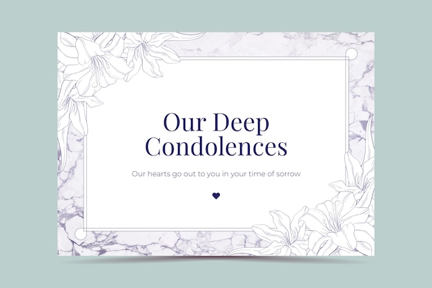 Vector handgetekende condoleancekaartsjabloon