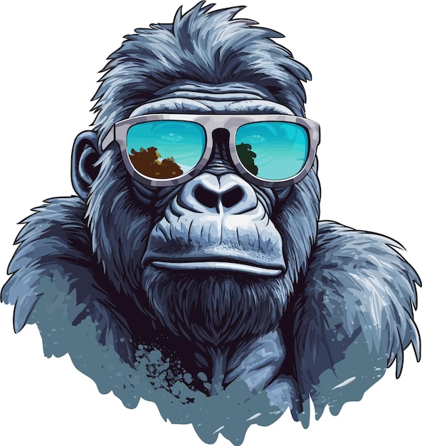 handgetekende coole Gorilla-sticker draag zonnebril