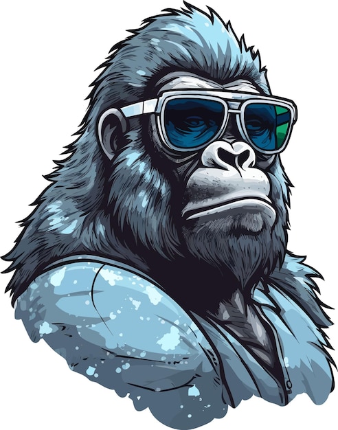 handgetekende coole Gorilla-sticker draag zonnebril