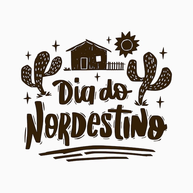 Vector handgetekende dia do nordestino-letters