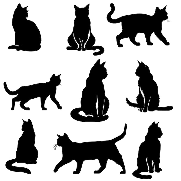 Handgetekende dieren silhouet set vector