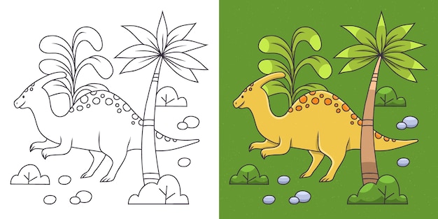 Handgetekende dinosaurus kleurboekillustratie