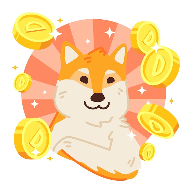 Handgetekende dogecoin-illustratie