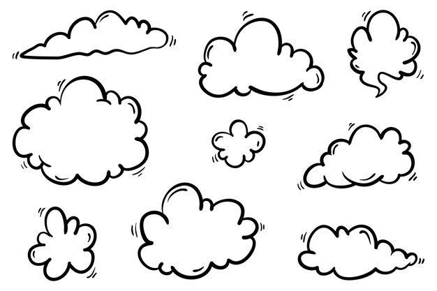 Vector handgetekende doodle wolk illustratie in cartoon stijl vector