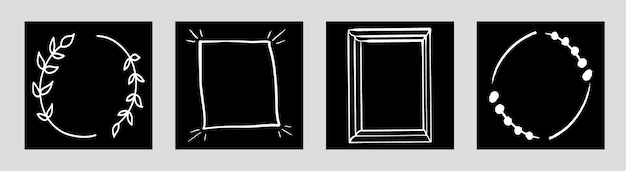 Handgetekende eenvoudige frames geïsoleerde sjabloon voor sociale media netwerkreclame Bewerkbaar vierkant postframe met kopieerruimte