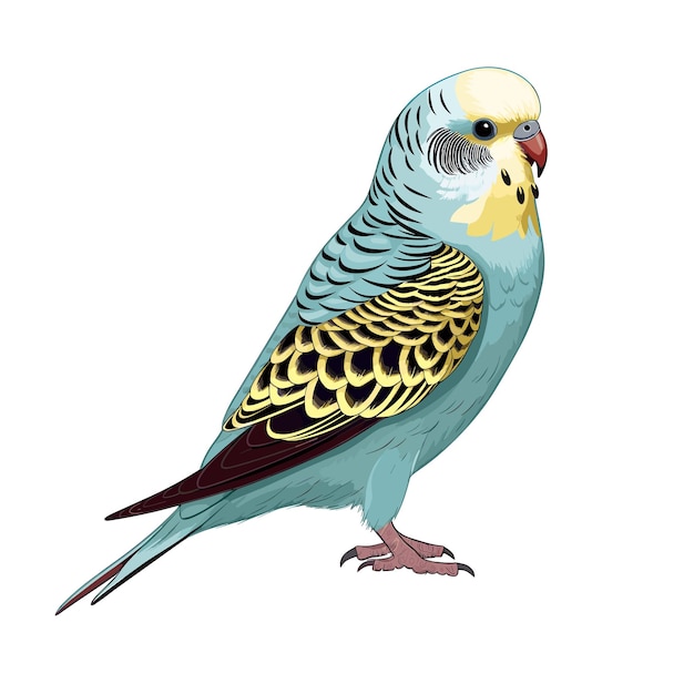 Handgetekende effen kleur Budgie illustratie