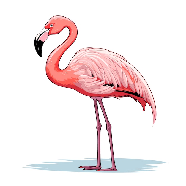 Handgetekende effen kleur Flamingo illustratie