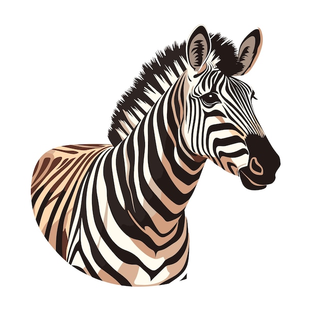 Handgetekende effen kleur Zebra illustratie