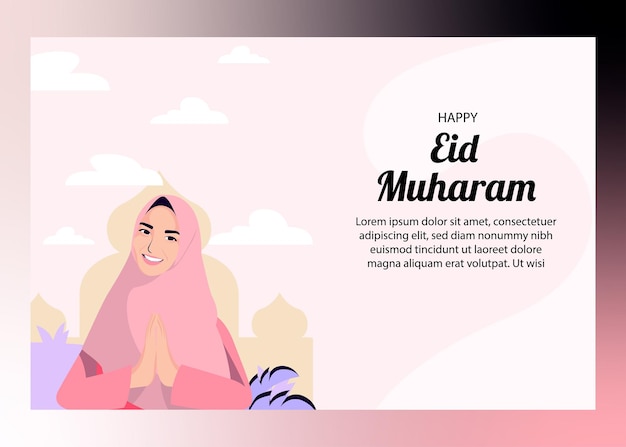 Handgetekende eid muharam vrouwen banner