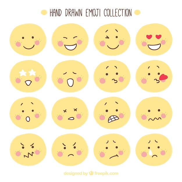 Handgetekende emoticon collectie