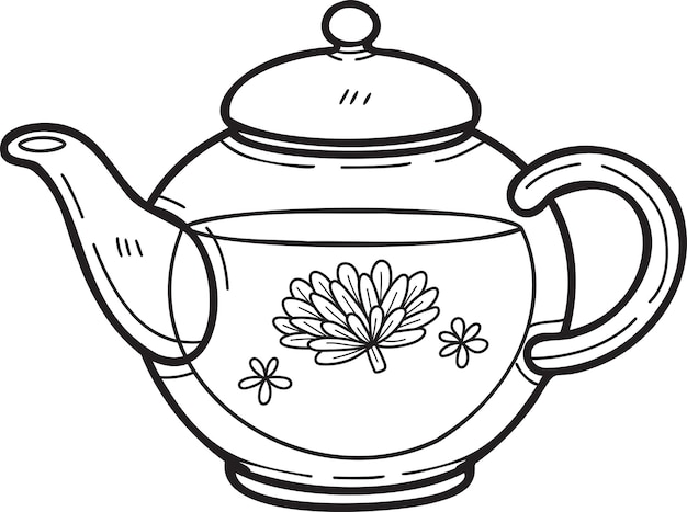 Handgetekende engelse theepot illustratie in doodle stijl