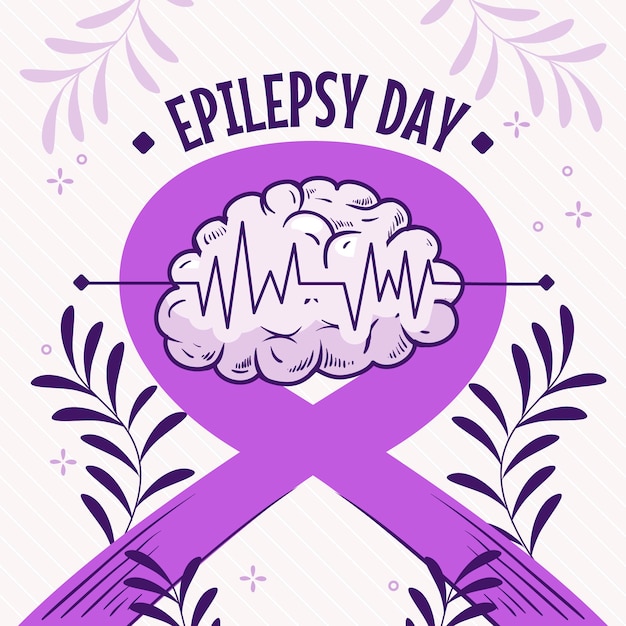 Handgetekende epilepsie dag illustratie