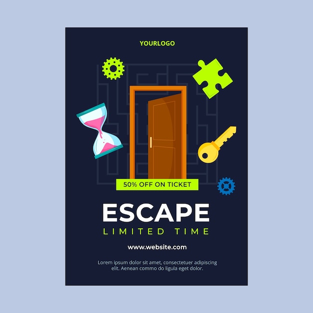 Vector handgetekende escape room poster