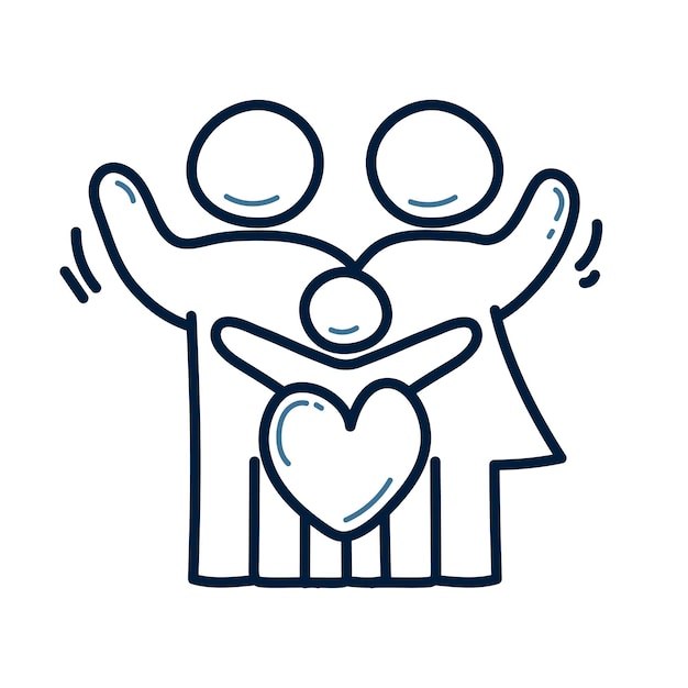 Handgetekende familie hart doodle lijn illustratie Familie liefde doodle icoon vector