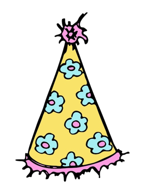 Handgetekende feestmuts illustratie verjaardagsmuts doodle vakantie clipart