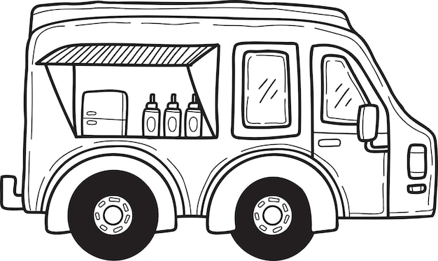 Handgetekende Food Truck-illustratie