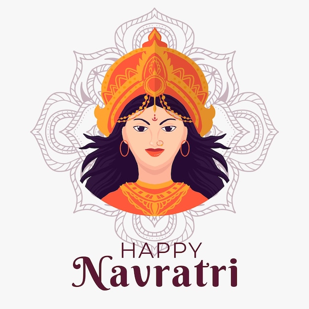 Handgetekende gelukkige Navratri-illustratie