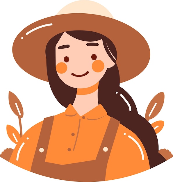 Handgetekende gelukkige vrouwelijke boer in platte stijl geïsoleerd op de achtergrond