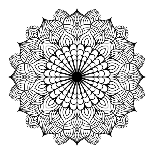 Handgetekende geschetst bloemen mandala patroon vector voor kleurplaten, mandala kleurplaten