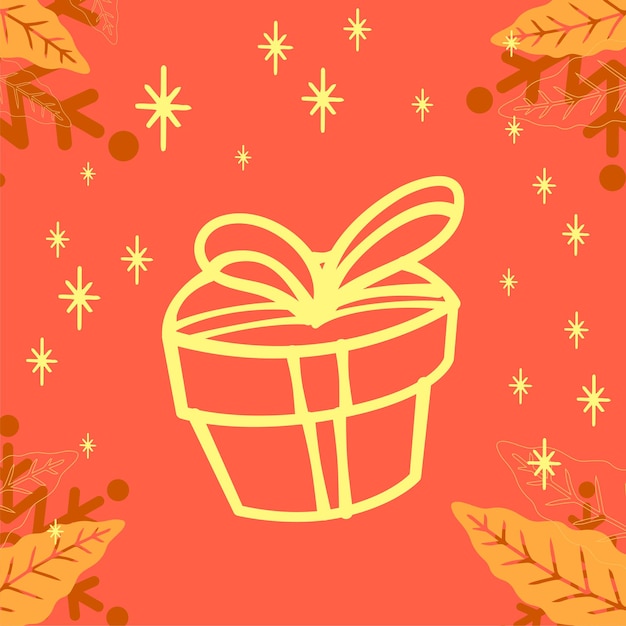 Vector handgetekende gift box cover doodle illustratie