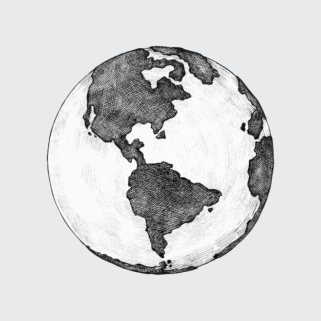 Handgetekende globe illustratie