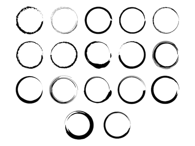 Handgetekende Grunge Circle Line Sketch Scribble Doodle Ronde cirkels Vector Set