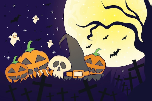 Handgetekende Halloween-achtergrond Premium Vector 4