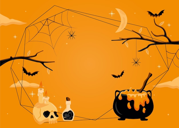 Vector handgetekende halloween-achtergrond