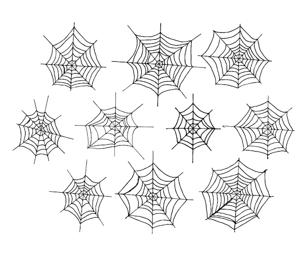 Handgetekende Halloween Spider Web Doodle Art