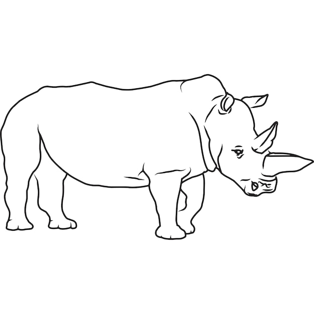 Handgetekende Handgetekende Neushoorn Vector