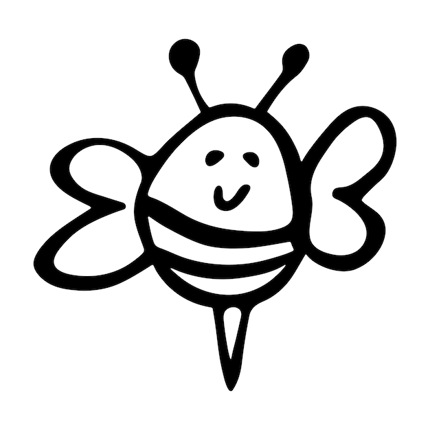 Handgetekende happy bee clipart Leuke honingbij doodle Voor print webdesign decor logo