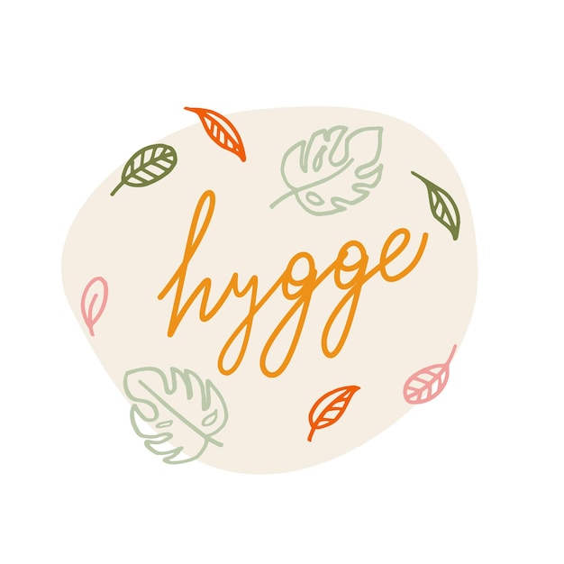 Handgetekende herfst hygge stemming belettering zin Gezellig schattig motiverend teken