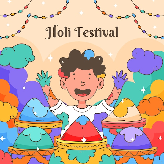 Handgetekende holi-illustratie