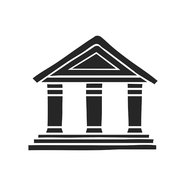Handgetekende icoon Bankgebouw